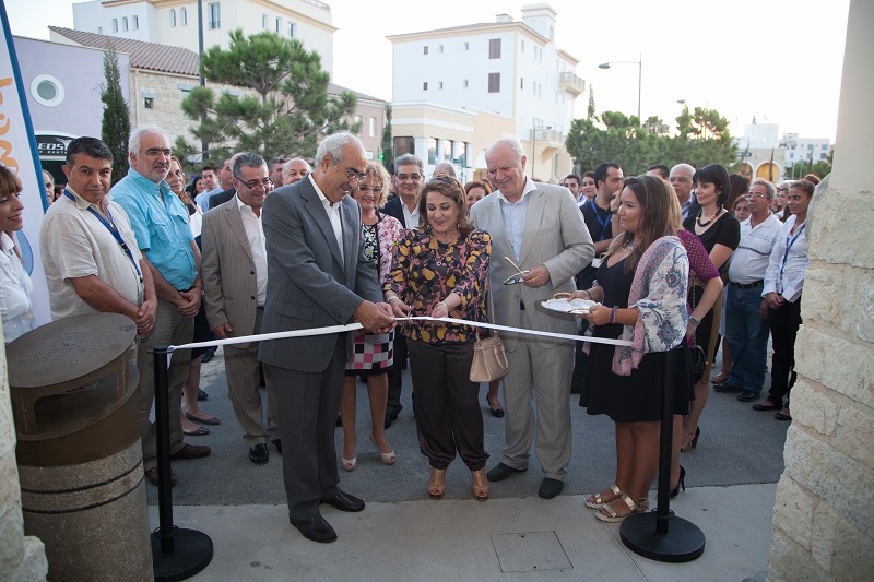 Cutting of ribbon - Limassol Mayor Mr Andreas Christou (left), Mrs Hind Abu Nahl (middle) and Mr Frixos Savvides, Chairman WTC Cyprus (right)